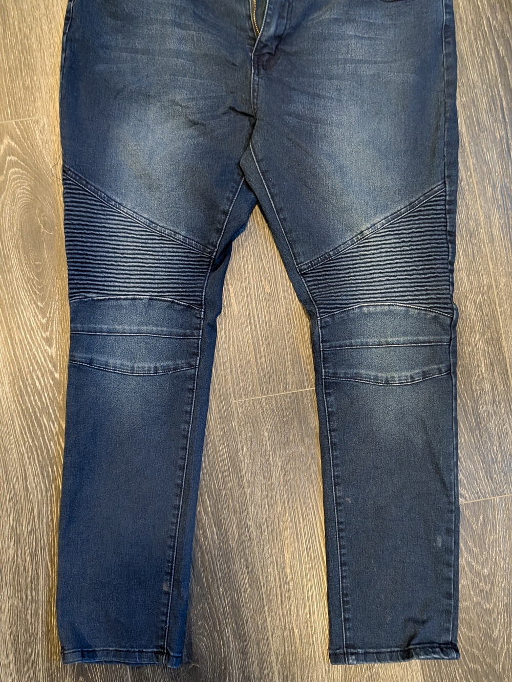 Women's Dark Blue Skinny Ribbed Knee Jeans